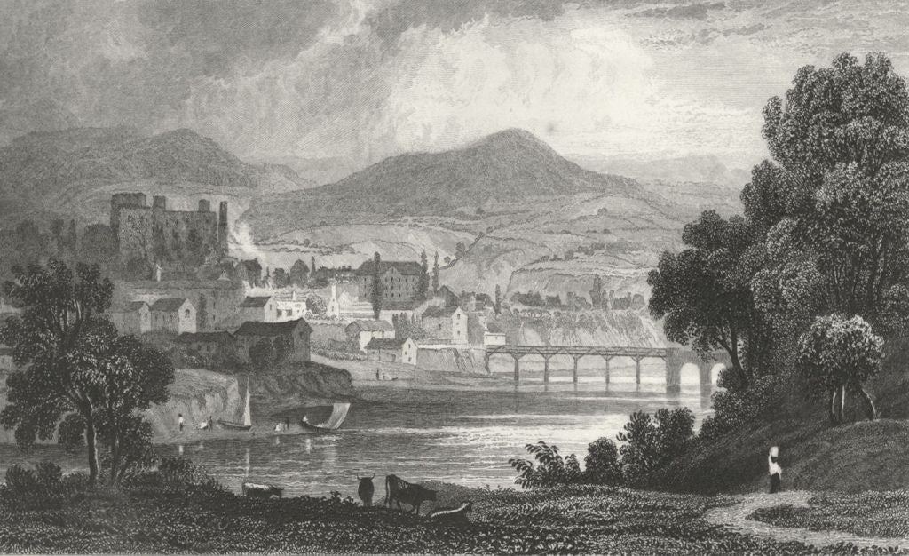 BRECKNOCKSHIRE. Hay. Brecknock. town & bridge c1831 old antique print picture